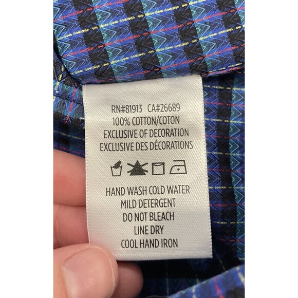 Robert Graham Japanese Dragon Sport Button Up Shirt Men’s XL Blue Purple Plaid - Picture 5 of 10